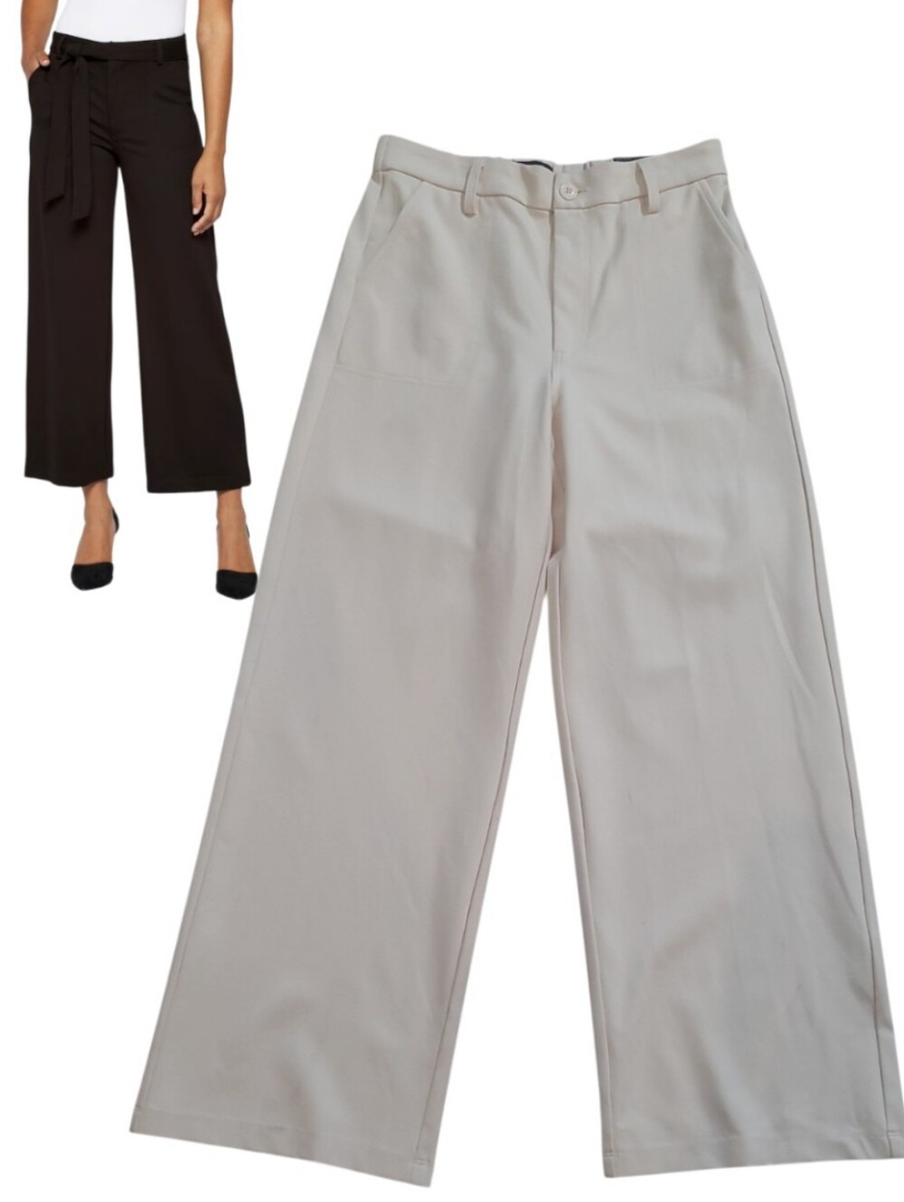 KUT from the Kloth Rhianna Wide Leg Pants Cream Trouser Cream High Rise 10 NWT